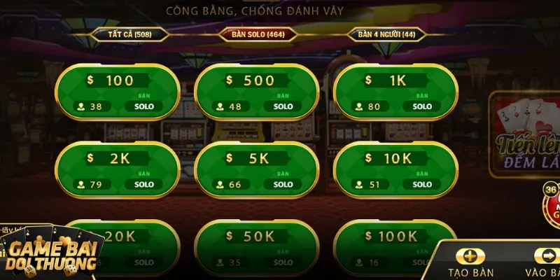 Tiến lên đếm lá - game bài đổi thưởng dành cho newbies 3 Có nhiều bàn đánh tiến lên để chọn